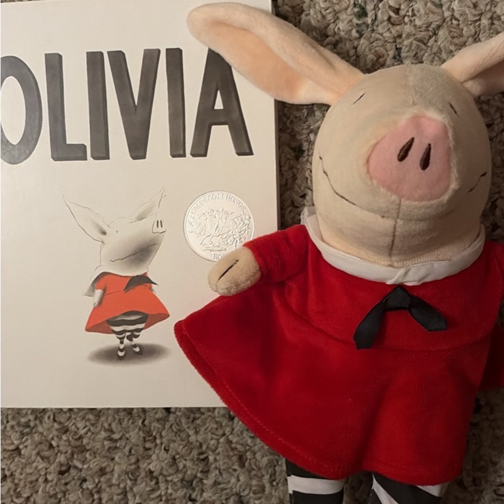 Olivia book and Olivia Plush Pig Doll in Red Dress - Kids Toy